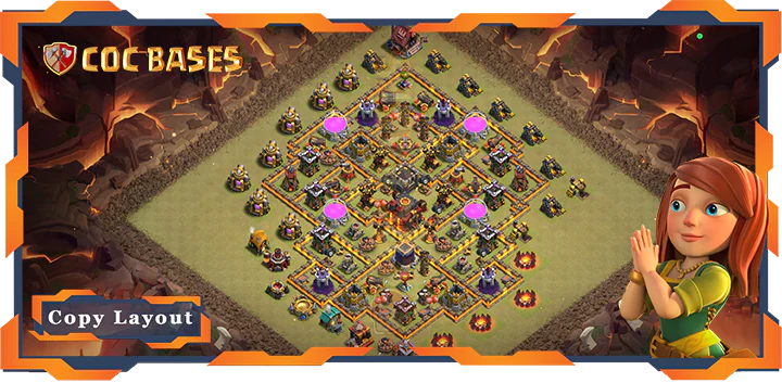 Top Base TH10 with Link, War/CWL, Hybrid Layout – Clash of Clans (495)