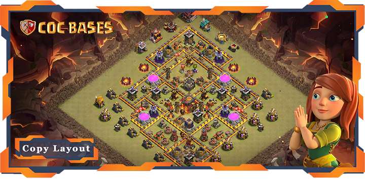 Top Base TH10 with Link, War/CWL, Hybrid Layout – Clash of Clans (488)