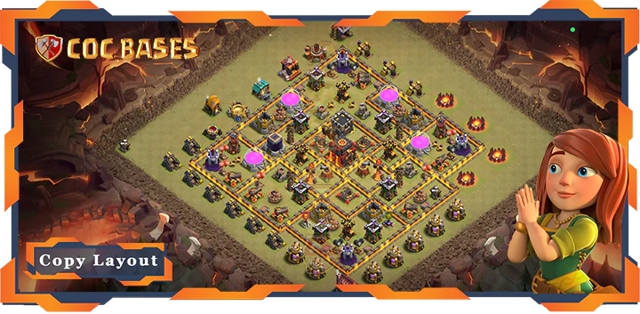 Top Base TH10 with Link, War/CWL, Anti Everything, Anti 3 Star Layout – Clash of Clans (487)