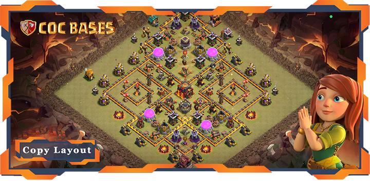 Top Base TH10 with Link, War/CWL, Anti Air/Electro Dragon, Hybrid, Defense Layout – Clash of Clan...