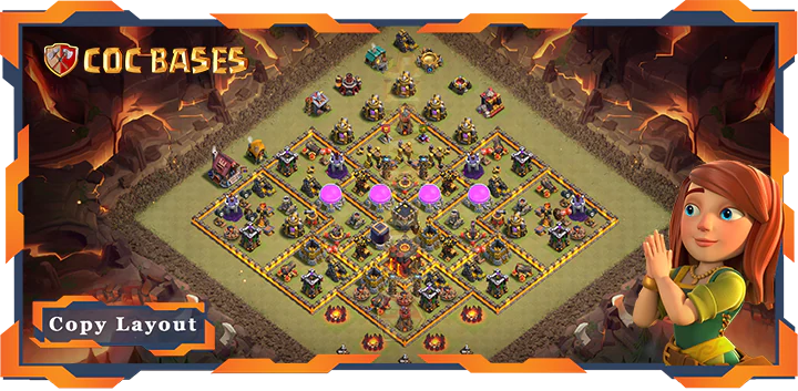 Top Base TH10 with Link, War/CWL, Anti Everything Anti 2 Star Layout – Clash of Clans (439)