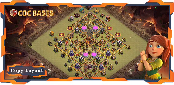Top Base TH10 with Link, War/CWL, Anti Everything, Hybrid Layout – Clash of Clans (497)