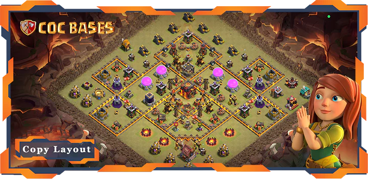 Top Base TH10 with Link, War/CWL, Hybrid, Anti 2 Star Layout – Clash of Clans (453)