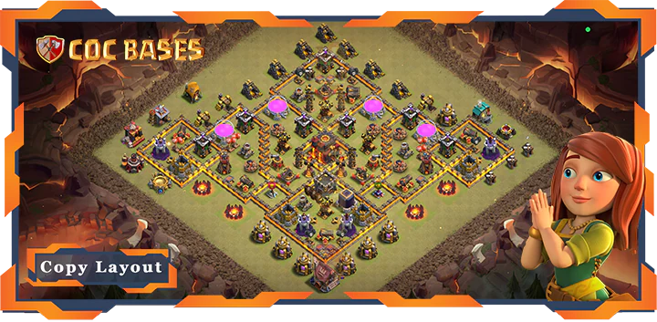 Top Base TH10 with Link, War/CWL, Anti Everything, Hyrbid, Defense Layout – Clash of Clans (468)