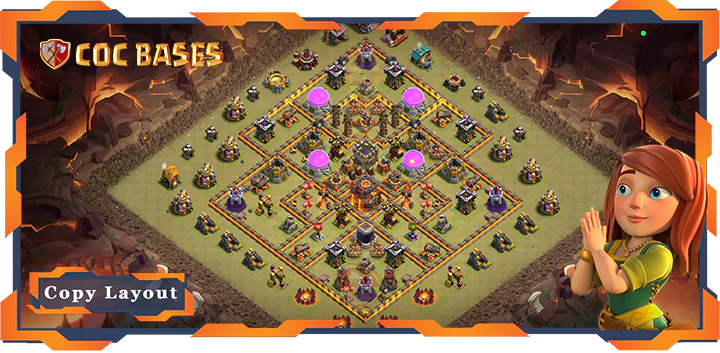 Top Base TH10 with Link, War/CWL, Anti Everything, Anti 2 Star Layout – Clash of Clans (447)