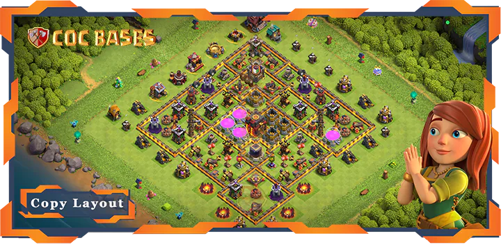 Top Base TH10 with Link, Farming, Hybrid Layout – Clash of Clans (466)