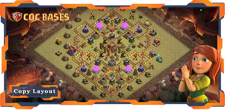 Top Base TH10 with Link, War/CWL, Anti Everything, Anti 2 Star Layout – Clash of Clans (448)