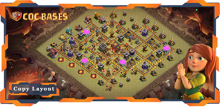 Top Base TH10 with Link, War/CWL, Defense Layout – Clash of Clans (473)