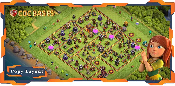 Top Base TH10 with Link, Farming, Anti Everything, Anti 3 Star Layout – Clash of Clans (493)