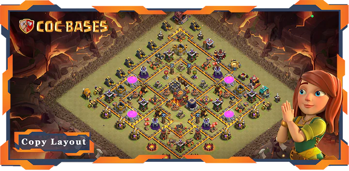 Top Base TH10 with Link, War/CWL, Anti Everything, Defense, Hybrid Layout – Clash of Clans (483)