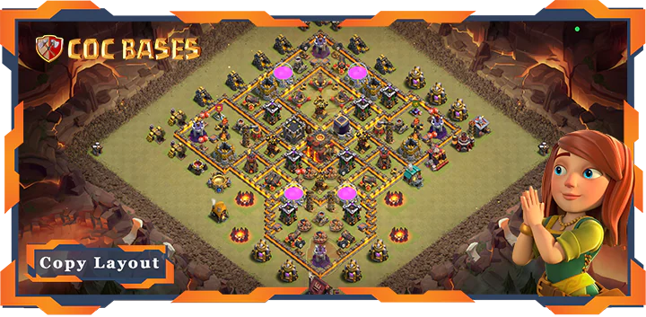 Top Base TH10 with Link, War/CWL, Hybrid, Anti Air/Electro Dragon, Defense Layout – Clash of Clan...