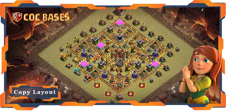 Top Base TH10 with Link, War/CWL, Anti Everything, Anti 2 Star Layout – Clash of Clans (498)