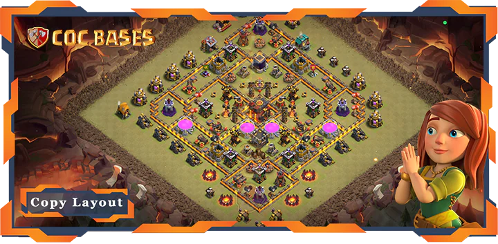 Top Base TH10 with Link, War/CWL, Anti Everything Layout – Clash of Clans (472)