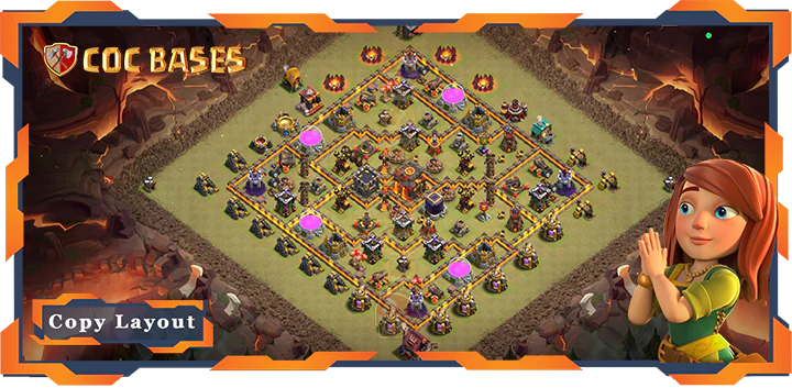 Top Base TH10 with Link, War/CWL, Anti Everything, Anti 2 Star Layout – Clash of Clans (478)