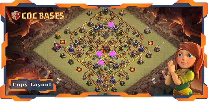 Top Base TH10 with Link, War/CWL, Defense, Anti Everything, Hybrid Layout – Clash of Clans (437)