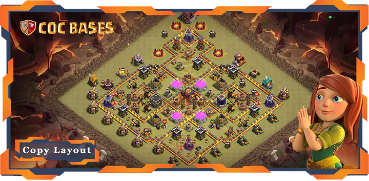 Top Base TH10 with Link, War/CWL, Hybrid Layout – Clash of Clans (467)