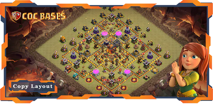 Top Base TH10 with Link, War/CWL, Anti Everything, Hybrid Layout – Clash of Clans (463)