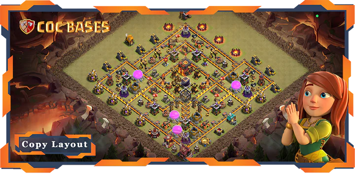 Top Base TH10 with Link, War/CWL, Legend League, Anti 2 Star Layout – Clash of Clans (450)