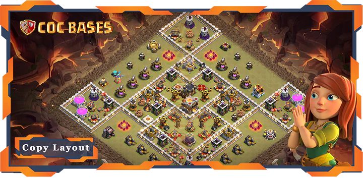 Top Base TH11 with Link, War/CWL, Anti 3 Star Layout – Clash of Clans (320)