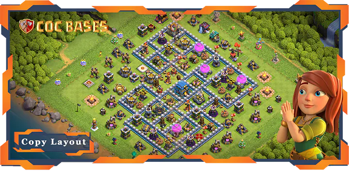 Top Base TH12 with Link, Anti 3 Star, Defense Layout – Clash of Clans (406)