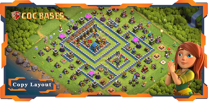 Top Base TH12 with Link, Anti Air/Electro Dragon, Defense Layout – Clash of Clans (385)