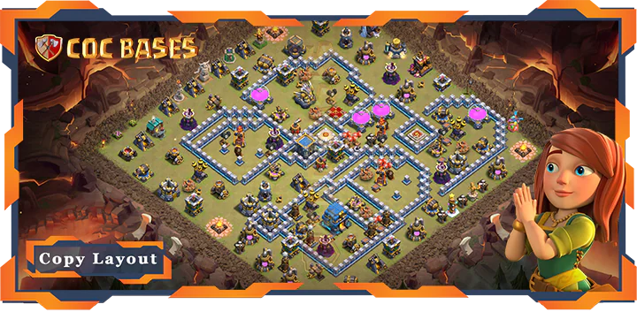 Top Base TH12 with Link, War/CWL, Defense Layout – Clash of Clans (395)