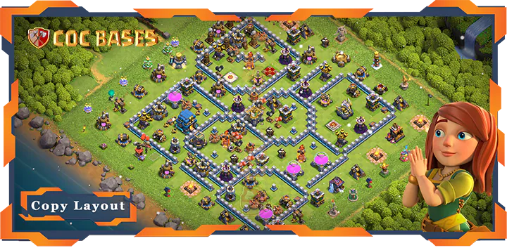 Top Base TH12 with Link, Anti 3 Star, Hybrid Layout – Clash of Clans (348)