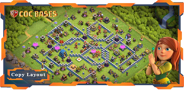 Top Base TH12 with Link, Anti Air/Dragon, Defense Layout – Clash of Clans (412)