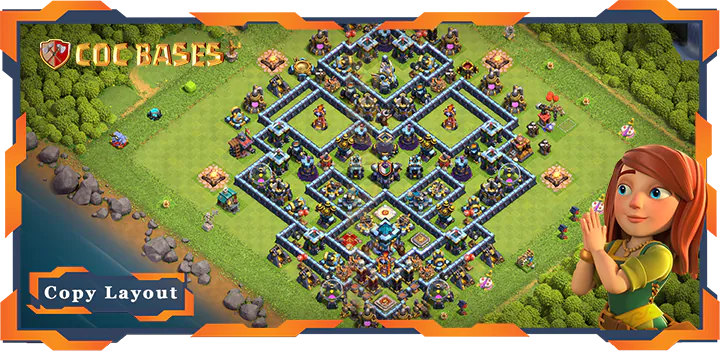 Top Base TH13 with Link, Hybrid, Anti 3 Star Layout – Clash of Clans (358)