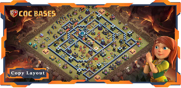 Top Base TH13 with Link, War/CWL, Defense Layout – Clash of Clans (340)