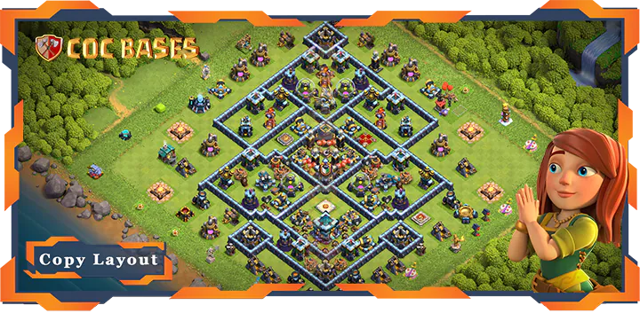 Top Base TH13 with Link, Hybrid, Anti Everything, Defense Layout – Clash of Clans (352)