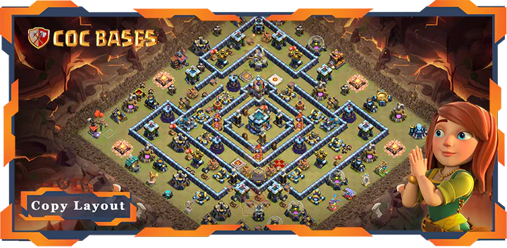 Top Base TH13 with Link, War/CWL, Anti 2 Star, Legend League Layout – Clash of Clans (350)