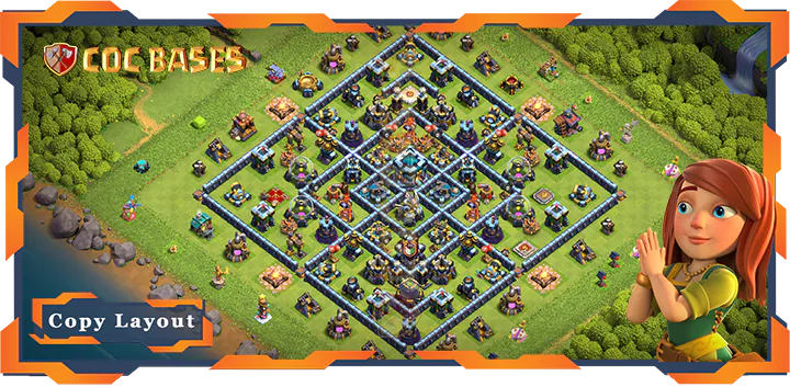 Top Base TH13 with Link, Hybrid, Anti 3 Star Layout – Clash of Clans (346)