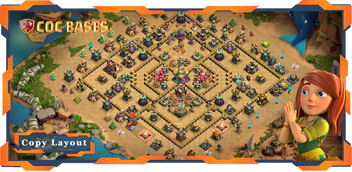 Top Base TH14 with Link, Anti 2 Star, Hybrid Layout – Clash of Clans (341)