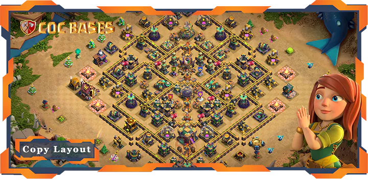 Top Base TH14 with Link, Anti Everything, Hybrid, Defense Layout – Clash of Clans (331)