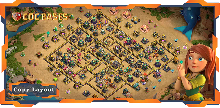 Top Base TH14 with Link, Hybrid, Defense Layout – Clash of Clans (354)
