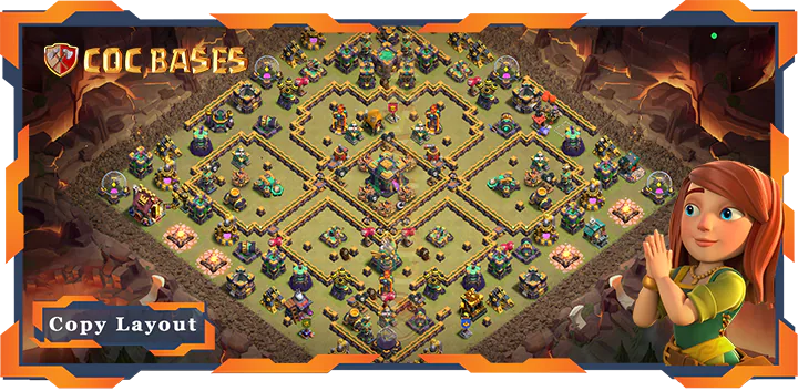 Top Base TH14 with Link, War/CWL, Defense Layout – Clash of Clans (344)