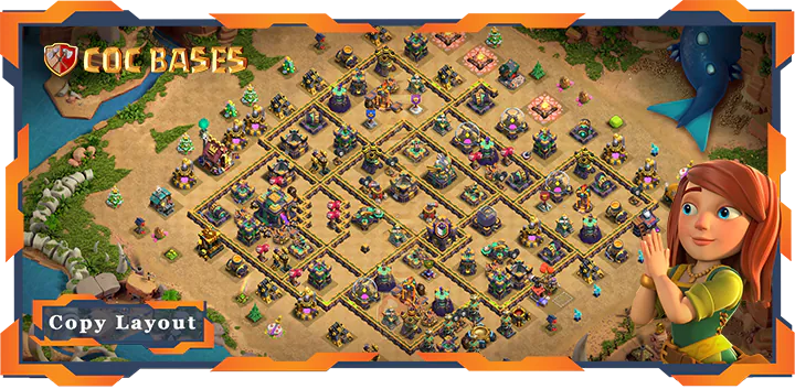 Top Base TH14 with Link, Anti 3 Star, Hybrid Layout – Clash of Clans (324)