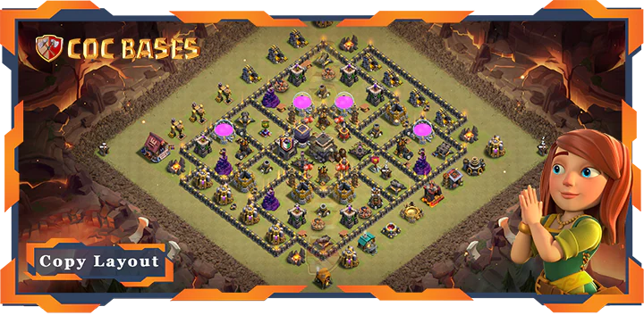 Top Base TH9 with Link, War/CWL, Anti Everything, Anti 3 Star Layout – Clash of Clans (321)