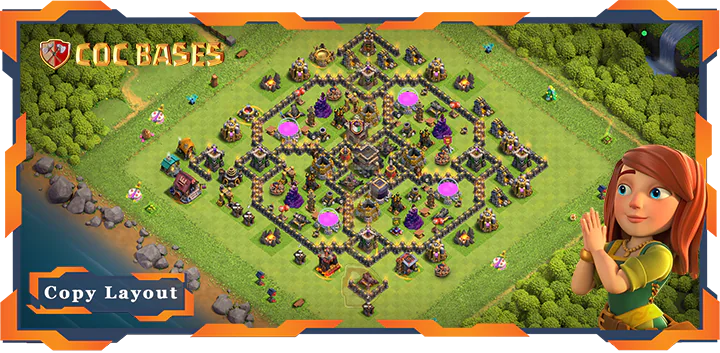 Top Base TH9 with Link, Hybrid, Anti 3 Star Layout – Clash of Clans (267)
