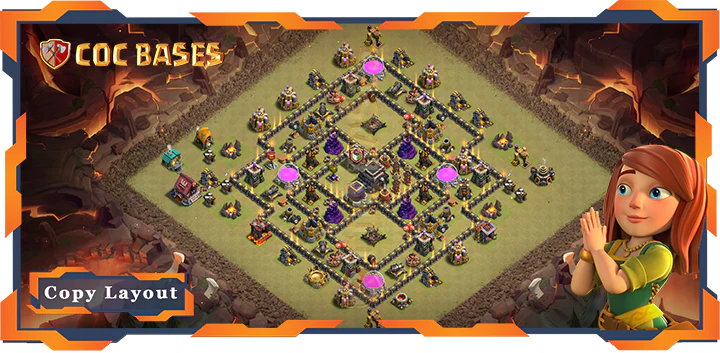 Top Base TH9 with Link, War/CWL, Hybrid, Anti 3 Star Layout – Clash of Clans (261)
