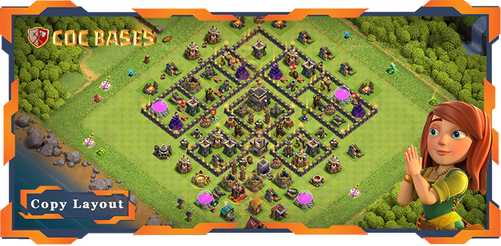 Top Base TH9 with Link, Anti Trophy, Defense, Anti Everything Layout – Clash of Clans (297)
