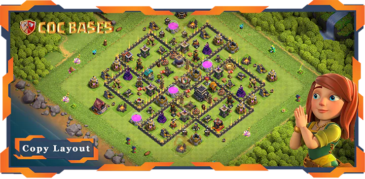 Top Base TH9 with Link, Anti 2 Star, Defense, Anti Everything Layout – Clash of Clans (265)