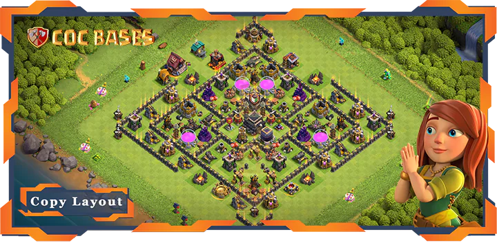 Top Base TH9 with Link, Hybrid, Anti 3 Star Layout – Clash of Clans (263)