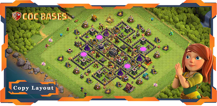 Top Base TH9 with Link, Anti 3 Star, Anti Everything Layout – Clash of Clans (311)