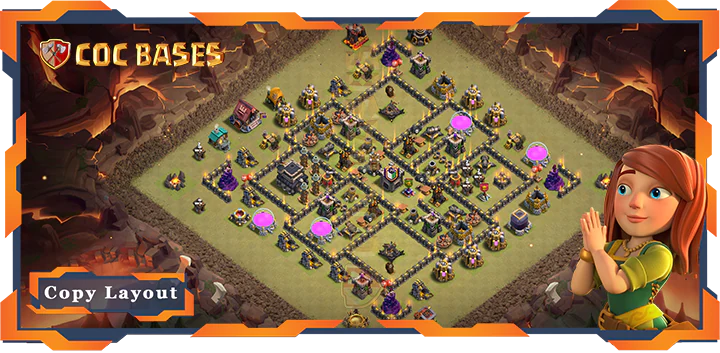 Top Base TH9 with Link, War/CWL, Defense, Anti Everything Layout – Clash of Clans (260)