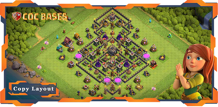 Top Base TH9 with Link, Anti Trophy Layout – Clash of Clans (258)