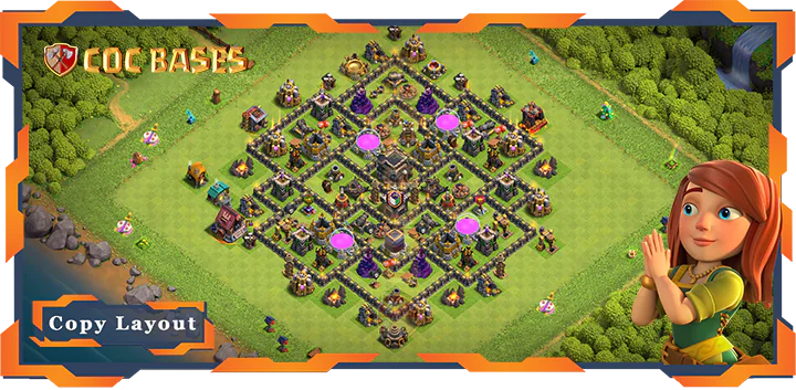 Top Base TH9 with Link, Hybrid, Anti 2 Star Layout – Clash of Clans (270)