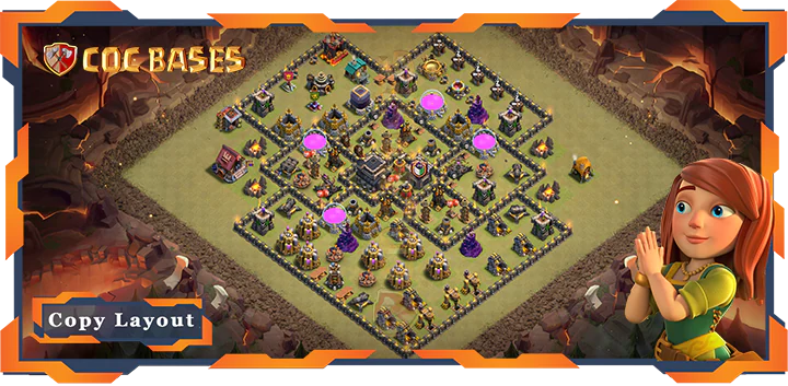 Top Base TH9 with Link, War/CWL, Anti Everything, Anti 3 Star Layout – Clash of Clans (323)