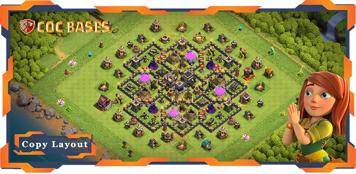 Top Base TH9 with Link, Anti 2 Star, Hybrid Layout – Clash of Clans (301)